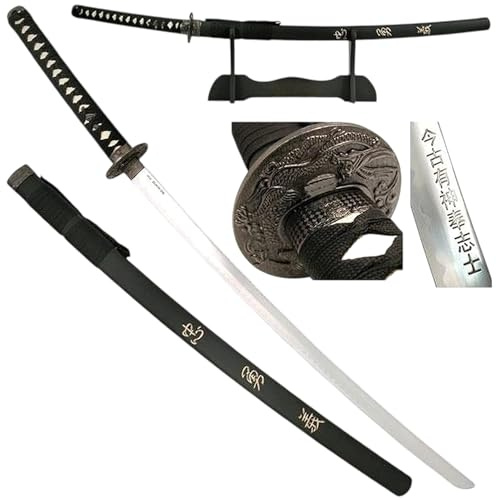 Katana Schwert Echt Set, Wakizashi, Tanto - Samurai Schwert aus Stahl - Samurai Schwerter als Anime Deko - Japanisches Sword mit ständer - Ninja Schwerter - SW-319