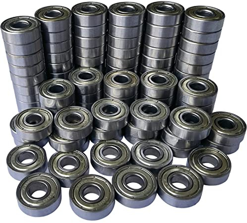 Tonmp 608-ZZ Kugellager – doppelt abgedichtete abgeschirmte Miniatur-Rillenlager für Möbelräder, Skateboards, Inlineskates, Roller, Rollschuhe (8 mm x 22 mm x 7 mm) (100)