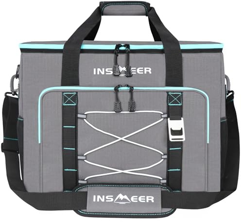 INSMEER Kühltasche Groß 55L, 90 Dosen XXL Kühltasche Faltbar Thermotasche, Isoliertasche mit Schultergurt & Flaschenöffner, Faltbare Kühlbox, Weiche Kühltaschen für Picknick,Camping, Strand, Familie