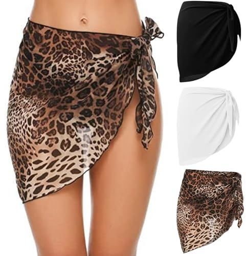 TYXHXTF 3 Stück Damen Strand Wrap Sarong, Strandtuch Wickeltuch Strandrock, Sexy Pareo Kurz Bikini Cover Up Wickelrock Strandkleid