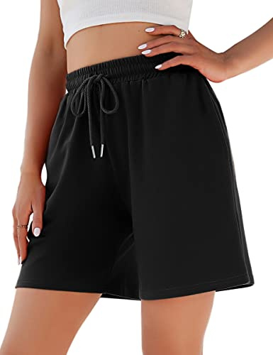 Jezonga Shorts Damen Sporthose Kurz Sport Shorts Jogginghose Sommer | mit Taschen Sportshorts Hohe Taille Trainingshose Kurze Short High Waist Elastischer Bund zum Fitness Running Gym Basketball