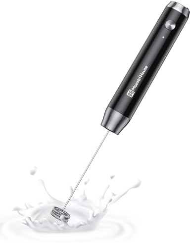 Maestri House Wiederaufladbarer Milchaufschäumer, Tragbarer Elektrischer Schaummacher aus Edelstahl, Wasserdicht, Abnehmbarer Schneebesen, Getränkemixer für Lattes, Ohne Ständer, LunaFro NS