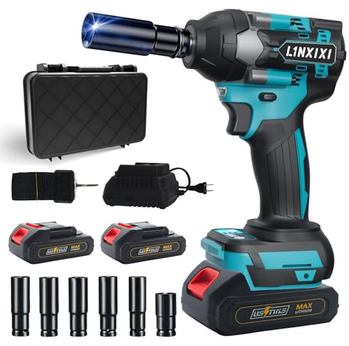 Schlagschrauber Akku 1000Nm für Makita 18V Batterie 3000RPM mit 2pcs 21V 4,0Ah Akku 1/2 Zoll Bürstenloser mit 6 Schlagbuchsen für Schraube und Mutter Auto LKW Reifen Removal
