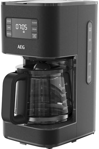 AEG Kaffeemaschine Deli 5 mit Glaskanne | 1,25 l | programmierbarer Timer | Warmhaltefunktion | Abschaltautomatik | Wasserstandsanzeige | 1000 Watt | 2-10 Tassen | Anti-Tropf| Anthrazit | CM5-1-6AN
