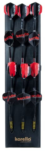 Karella Ultimo, Wandhalter für Dartpfeile, Dart Halter aus Holz für 12 Soft- oder Steeldarts, edler Darts Holder, Wand Display, praktische Darts Aufbewahrung, passend für jedes Dartboard