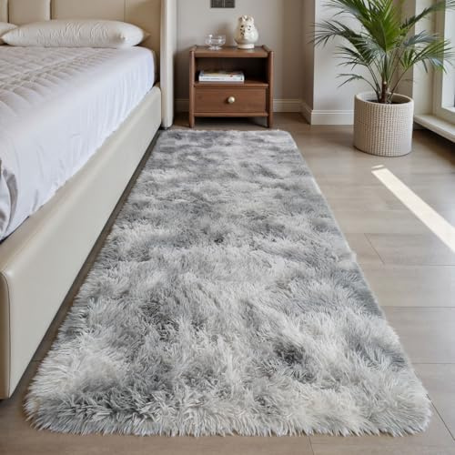 Sour Lemon Teppich Wohnzimmer 60x120cm, Grauer Läuferteppich für Schlafzimmer, Waschbarer Anti-Rutsch Flauschiger Teppich Zottelweicher Weicher Moderner Bodenteppich Matte Neben Teppichen für Kinder
