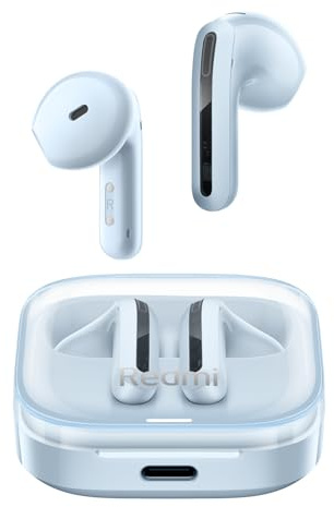 XIAOMI Redmi Buds 6 Active – In-Ear Kopfhörer, Bluetooth 5.4, bis zu 30 Stunden Akkulaufzeit, 14.2mm dynamischer Treiber, IPX4 Wasserschutz, Telefonat Rauschunterdrückung, Transparent Blau