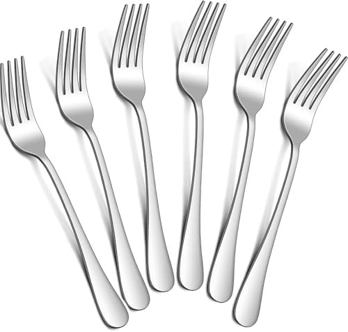 tiokin Tafelgabel-Set, 20,3 cm, 6 Stück, lebensmittelechter Edelstahl, Besteckgabeln, hochglanzpoliert, spülmaschinenfest, für Zuhause, Küche oder Restaurant