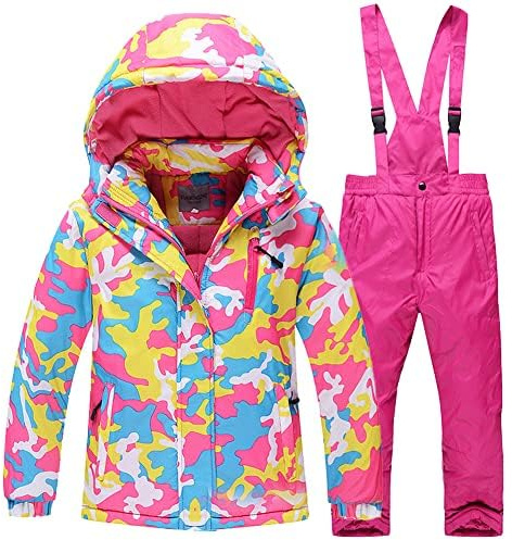 SXSHUN Kinder Jungen Mädchen Skianzug Verdickte Winterset Zweiteilig (Skijacke + Skihose) Wasserdichtes Winddicht Schneeanzug