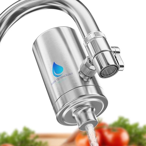 HAHN Technology® Edelstahl Wasserhahn Wasserfilter - mit Aktivkohlekartusche & passenden Adaptern | laborgeprüft & LFGB-zertifiziert für sicheren Lebensmittelkontakt | entwickelt aus Kundenfeedback