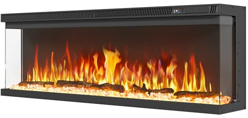 YITAHOME 102cm Elektrokamin mit Heizung, 3-in-1 Kamin Wand/Einbau/Stand mit Panoramaview, Elektrische Kamin mit LED-Flammeneffekt,12 Flammenfarben, Heizfunktion, Thermostat, Timer, Fernbedienung