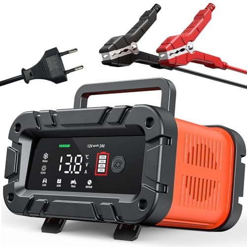 10A Smart Autobatterie Ladegerät 12V/24V,mit LCD,für Auto,Moto,LKW (10A) | Intelligentes Erhaltungsladegerät mit Griff,Blei-Säure(2AH - 200AH(12V), 6AH - 90Ah(24V))/Start-Stopp/LiFePO4