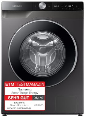 Samsung Waschmaschine, 8 kg, 1400 U/min, Ecobubble, Simple Control, WiFi SmartControl, SuperSpeed 59 Min, Inox/Schwarz, WW80T604ALXAS2