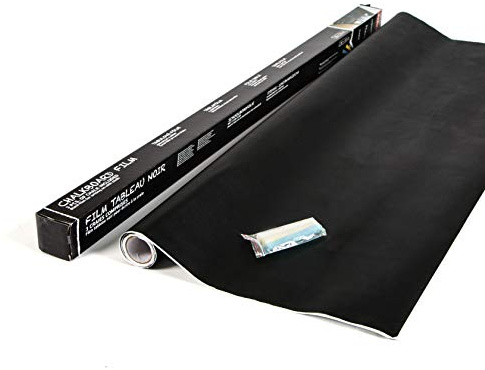 d-c-fix Tafelfolie selbstklebend schwarz - abwischbar, Tafel Folie zum Beschriften & Aufhängen für Kinder, Küche, Kühlschrank, Büro - Kreidefolie inkl. Kreide 45 cm x 2 m
