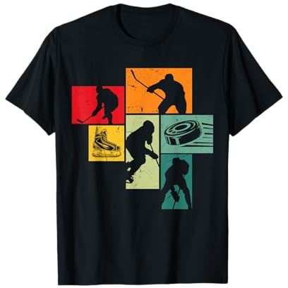 Retro Eishockeyspieler Eishockey Kinder Jungs Männer T-Shirt