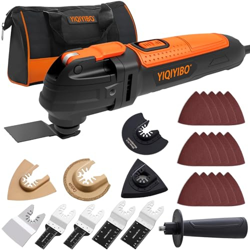 YIQIYIBO Multifunktionswerkzeug, 300W Oszillationswerkzeug Oszillierer mit 6 Drehzahl 1100-21000 RPM, 3° Oszillationswinkel Oszillierende Säge für Schneiden, Polieren, Schleifen, Schaben