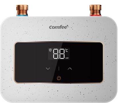 COMFEE' CWH3.5EA1W Mini Durchlauferhitzer 3,6 kW für Handwaschbecken, Elektrische Durchlauferhitzer Klein 230V Untertisch, Elektronisch geregelt, Druckfest, Sofortige Warmwasserbereitung, Platzsparend
