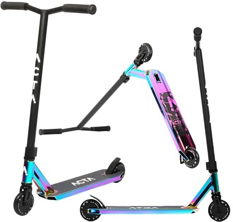 ACTA Stunt Scooter KSP Neochrom - Freestyle Roller Kickscooter | für Kinder & Erwachsene ab 8 Jahren, ABEC 9 Kugellager, Aluminium-Trittbrett, HIC-Kompressionssystem
