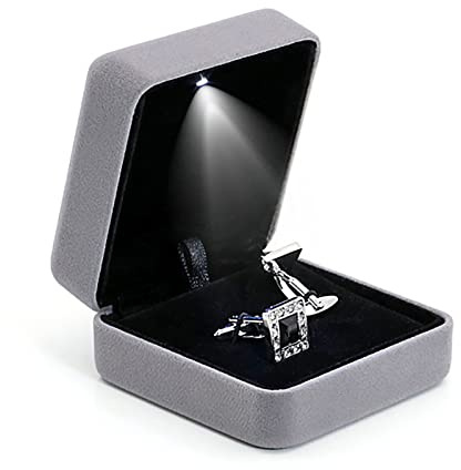 Manschettenknopf-Box, Manschettenknopf-Box für Herren, Manschettenknopf-Verpackungsbox, Business-Box für Antrag, Hochzeit, Geburtstag (grau)