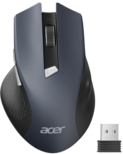 acer Maus Kabellos, 2.4GHz 1600 DPI Funkmaus, 3 Einstellbare DPI Wireless Mouse mit 6 Tasten, Batteriebetriebene Kabellose Maus für Laptop, PC und MacBook, Empfohlen für Rechtshänder