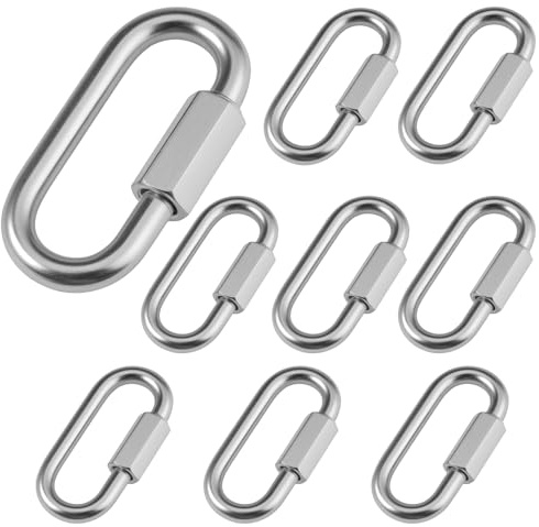 8 Stück Schraubverbinder 6mm Tragkraft 2000 Kg, Schraubkarabiner, 100% Edelstahl Karabiner Schraubverschluss für Outdoor Camping,Wandern, Zeltbau und Seilbefestigungen in Innenräumen