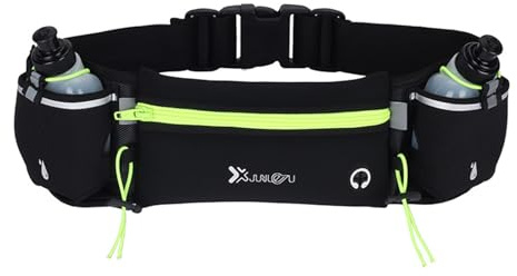 Gurxi 1 Trinkgürtel Laufen Hydration Band mit Wasser Flaschen (2 x 175 ml), Laufgürtel Gürteltasche Reflektierend Hüfttasche Bauchtasche Sport für Outdoor Jogging & Lang-Lauf Zubehör