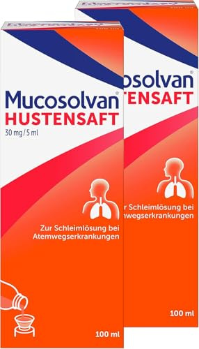 Mucosolvan Hustensaft 2x100 ml Hustenlöser mit Ambroxol | Hustenlöser bei Husten und festsitzendem Schleim, bei Erkältung und Bronchitis, Wirkstoff Ambroxol