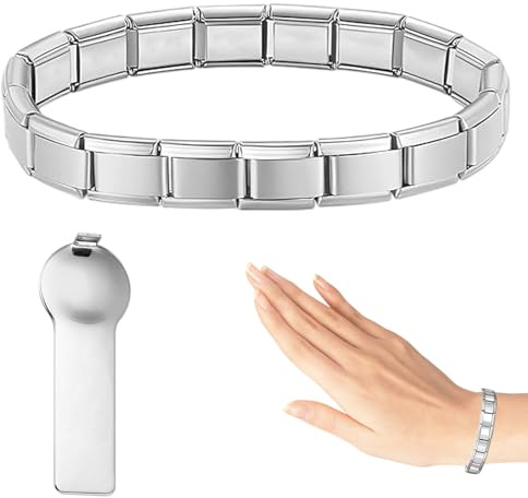 1 Stück Italian Charms Armband Edelstahl 9mm Modular Gliederarmband Silber Einstellbar Damen Herren Geschenk Alltag