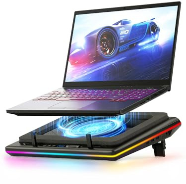 llano RGB Gaming Laptop Kühler Kühlpad Kühlkissen mit stufenloser Touch-Bedienung & 3 Port USB A, groß Leistungsstarker Turbo Lüfter Dichtungsschaum für 15-19'' Computer Notebook