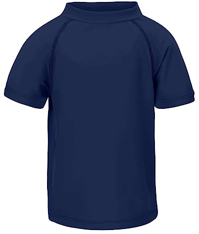 LACOFIA Jungen Kurzarm Badeshirt Kinder Sonnenschutz Schwimmshirt Kinder Rashguard Schnelltrocknendes Marine 11-12 Jahre/146-152