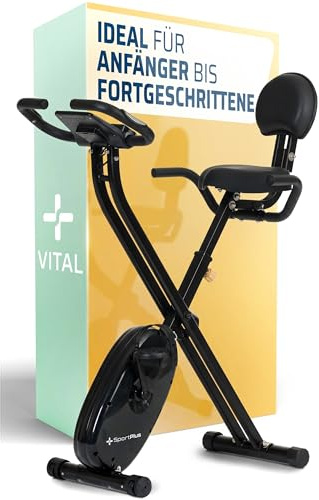 SportPlus Heimtrainer Fahrrad klappbar - Hometrainer klappbar - extra leises Fahrrad für zuhause - Bike Indoor, faltbares Fitnessbike - Heimtrainer Senioren SP-HT-1004-B-iE