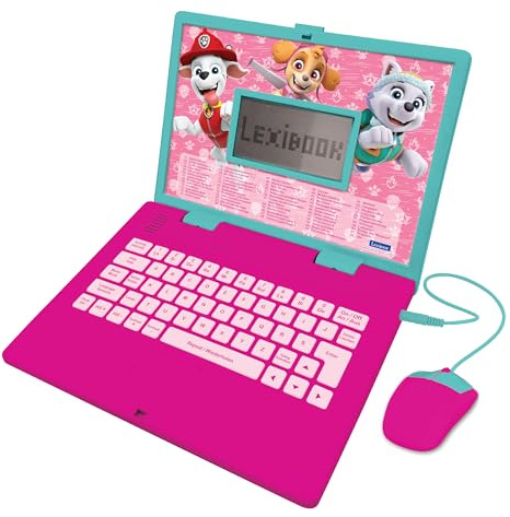 Lexibook, PAW Patrol, Lern-Laptop für Kinder, pink, JC598PAGi3 | Deutsch/Englisch, 124 Aktivitäten, Lernspiele und Musik, pink
