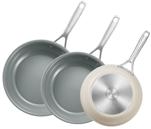 BLAZANT Pfannenset 3-teilig Bratpfanne Induktion 20, 24 und 28cm, Pfannen Induktionsgeeignet für Alle Herdarten, Keramikpfanne Induktionspfanne Antihaftschicht, PTFE-, PFOA- und PFAS-frei Backofenfest