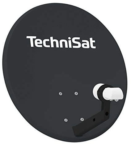 TechniSat TECHNITENNE 60 Satelliten-Schüssel für 2 Teilnehmer (60 cm digital Sat Anlage, Komplettset aus Antenne mit Masthalterung und Universal-Twin-LNB) anthrazit