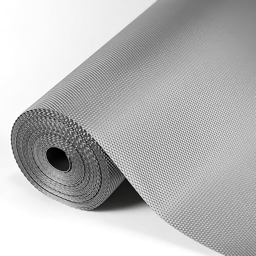 Hersvin Schubladenmatte 60cmx500cm Schubladeneinlage Schrankpapier Eva Wasserfest Nicht Klebende Unterlage Teppich für Küchenschränke (Silbergrau Diamant)