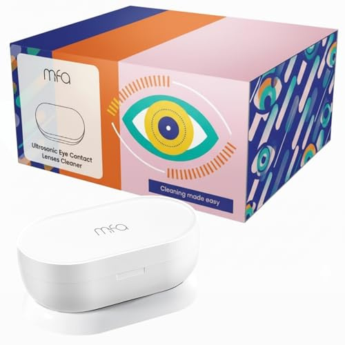 mfa® | Ultraschallreinigungsgerät für weiche & harte Kontaktlinsen | Kontaktlinsenreiniger & Proteinentferner | Mini Ultraschallreiniger mit USB Ladegerät | Ultrasonic Eye Contact Lenses Cleaner