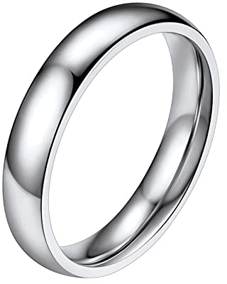PROSTEEL Herren hochglanzpoliert Ring Edelstahl Größe 62 Hochzeit Verlobung Bandring 4mm breit Partnerring Trauring Finger Ring Modeschmuck Accessoire für Geburtstag