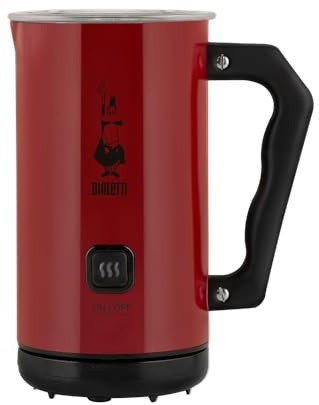 Bialetti Milch Frother Elettrico, Milchaufschäumer für Cappuccino, Fassungsvermögen 150 ml Cappuccino oder 300 ml heiße Milch, Rot