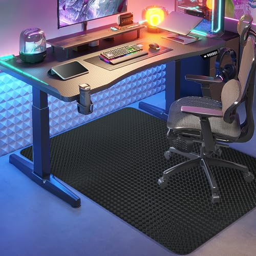 Vicwe Bodenschutzmatte Bürostuhl, 80 x 120 cm Gaming Bürostuhl Stuhlmatten, rutschfest und Einfach zu Reinigen, Stuhlmatte für Hartholzböden, Laminat, Parkett (Schwarz)
