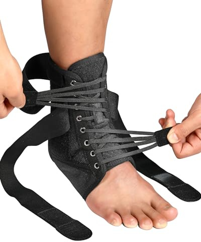 Fitomo Sprunggelenkbandage, Einstellbares Fußbandage mit Abnehmbarem Stabilisator, Fußbandage für Plantarfasziitis, Arthritis, ACL, Gelenkschmerzen, Fersensporn, Sport, 1 Stück