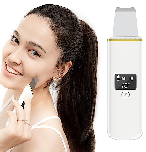 CARER SPARK Skin Scrubber, Ultraschallpeelinggerät mit 4 Modi Mitesserentferner Porenreinigung Gesichts-Ultraschallschaber, für strahlende Haut, mit LCD-Display und USB-Aufladung zur Hautpflege