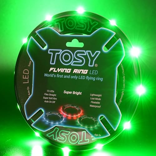 TOSY Flying Ring – 12 einfarbige LEDs, superhell, Lost-Mode, Auto-Aufleuchten, Ostergeschenk, sicher, wasserdicht, Spielzeug für Pool/Strand/Camping (Blau)