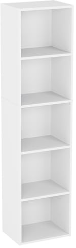 Vida Designs Oxford Bücherregal mit 5 Ebenen, würfelförmig, weiß, Holz-Regaleinheit für Büro, Wohnzimmermöbel