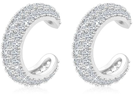 ALEXCRAFT Ear Cuff Silber 9 Set mit Zirkonia Wasserfest Ohrringe Ohr Conch Non-Piercing Fake klemmen Clip On Earrings for Women