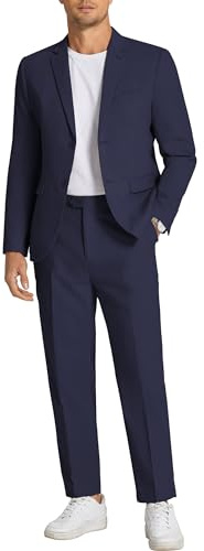 COOFANDY Herren 2-teiliges Leinenanzug-Set, normale Passform, lässiger Leinenanzug, leichter Anzug, Sommer, Strand, Hochzeit