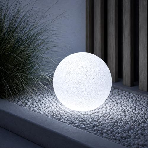 Lumiled Stein Kugelleuchte Außen Außenkugelleuchte Kugellampe Granit Gartenkugel Außenleuchte Kugel Wegeleuchte Lichtkugel wetterfest IP44 E27 Fassung inkl. Anschlusskabel 1,95m Ø 20cm