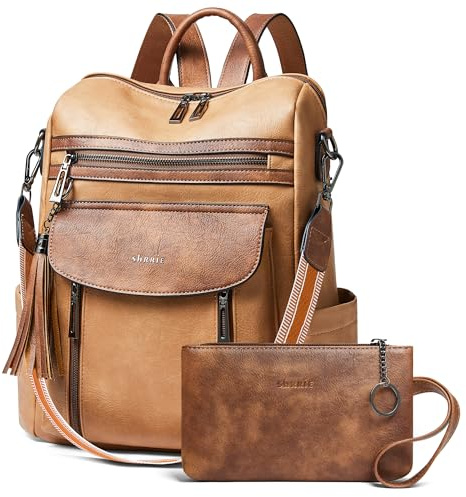Shrrie Leder-Rucksack Mode-Rucksack Handtasche Designer kleiner Reiserucksack wandelbarer Schultertasche mit Handschlaufe für Arbeit Hochschule, 12.5 x 5 x 13 inches