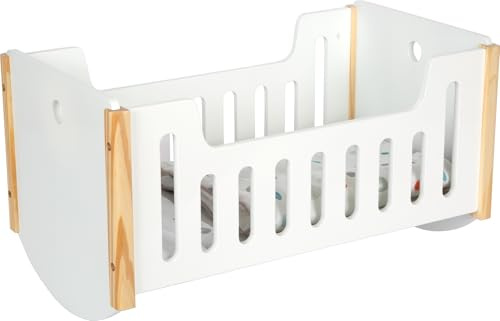small Foot Puppenwiege aus Holz mit Bettwäsche – skandinavisches Puppenbett „Little Button“ – für Puppen bis 46 cm – Puppenzubehör ab 3 Jahren, 12660