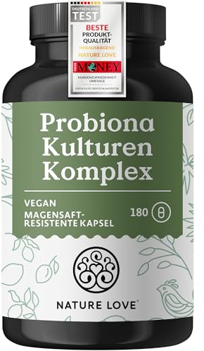 Nature Love Probiona Kulturen Komplex – abgestimmte Bakterienstämme – 300 Mrd. KBE/g – 180 Kapseln, magensaftresistent, vegan – mit Lactobacillus & Bifidobakterien, 20 Mrd. KBE/Tag, 3 Monate