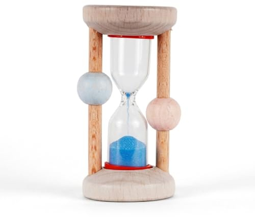 Hess since 1990 - Sanduhr zum Zähneputzen für Kinder, Zahnputzuhr aus Holz, mit farbigem Sand, aus dem Erzgebirge